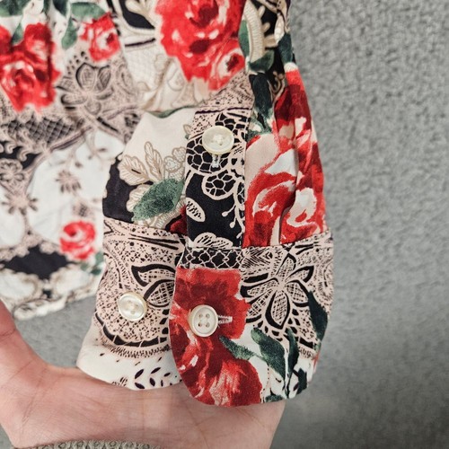 Chico's Blouse 2 US 12/14 Button Up Collared Floral Paisley Colorful Preppy - Picture 3 of 8