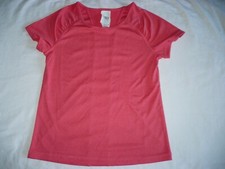 Athletic Works Girls Active T Shirt Mesh Back Size Large (10-12)  Coral Punch
