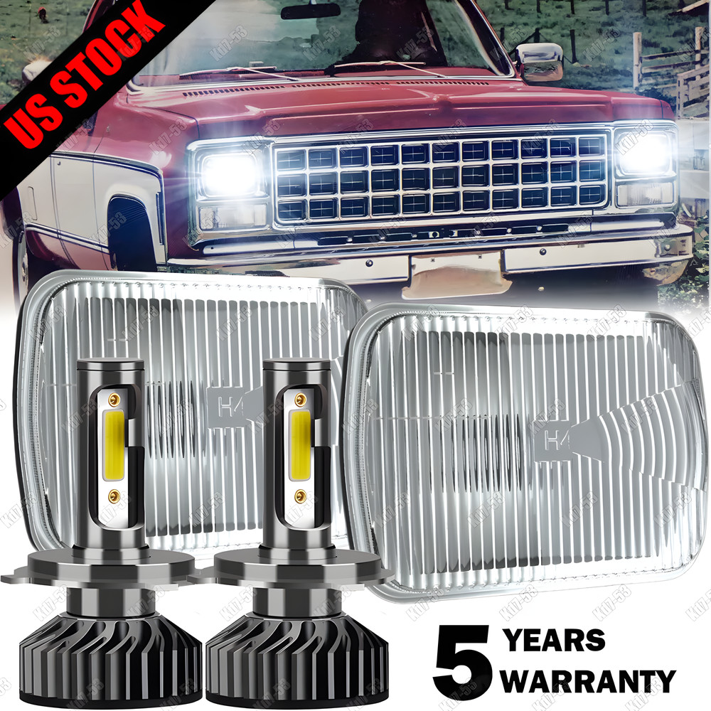 Pair 7x6" 5x7 LED Headlights Hi/Lo Lamps For Chevrolet C10 C20 C30 1981-1986