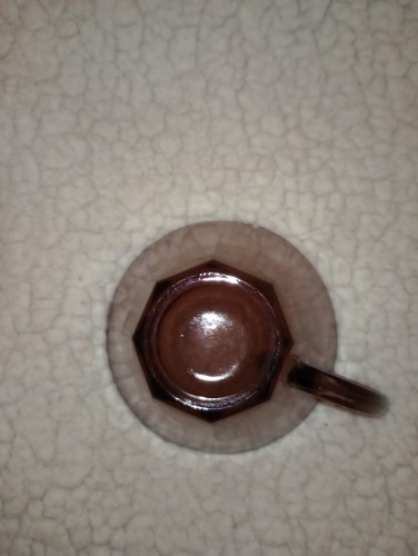 Hazel Atlas Moroccan Amethyst 2 Cup & Saucer Sets Octagon Purple Glass MCM - Picture 6 of 6