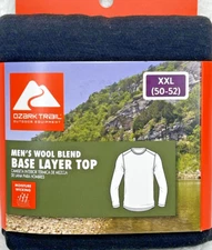 Ozark Trail Men’s Sz 2XL Wool Blend Base Layer Thermal Crew Top Black
