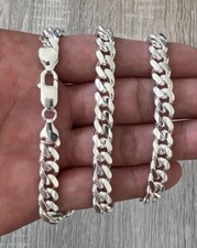 8mm 7.5" REAL 925 Solid Miami Cuban Sterling Silver Chain Real Bracelet
