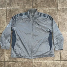 Adias Grey Zip Up Windbreaker Mesh Insulation Mens Size 2XL