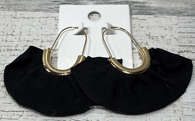 Express Jewelry Express Black Ruffled Fabric Pierced Drop Statement Earrings NWT