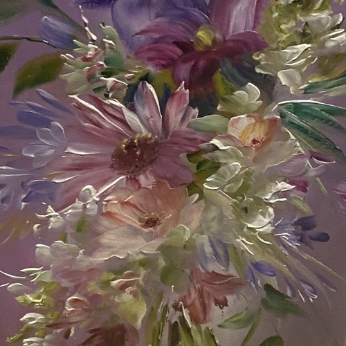 Lillias Blackie Scots Artist Purple Wild Flowers Gold Tone Framed Oil Painting - Picture 3 of 24