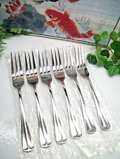 6  NOS  International   GRAN ROYAL   Stainless Steel  3 Tine Dinner Forks   NEW