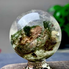 40G Natural Green Ghost Crystal Quartz Ball Crystal Sphere Mineral Specimen