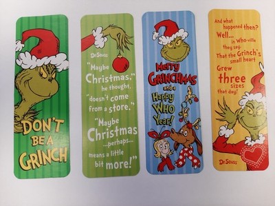 Grinch Weihnachten Lesezeichen Set 4 St.Bookmark Dr. Seuss Christmas NEU 15x5 cm