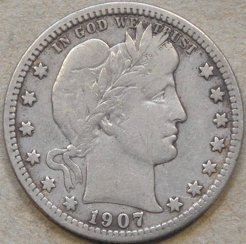 1907-S Barber Quarter 25c F+ as Pictured L3-2