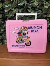 Vintage 1986 Chuck E. Cheese Pink “Munch Box”Lunchbox ShowBiz Pizza