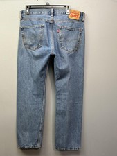 Levis 505 Jeans Mens 36x30 Blue Straight Leg Denim Medium Wash Classic Fit