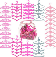 50PCS Doll Hangers for Barbie Hangers for Doll Clothes 1 Pink Lovely Box Storage