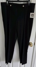 Anne Klein Black Pull-On Slim Ankle Pants Size Large New W/tags Button Detail