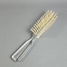 Vintage Hughes Smoothing Clear Lucite Hair Brush 8" Nylon 5 Row L175 USA Made