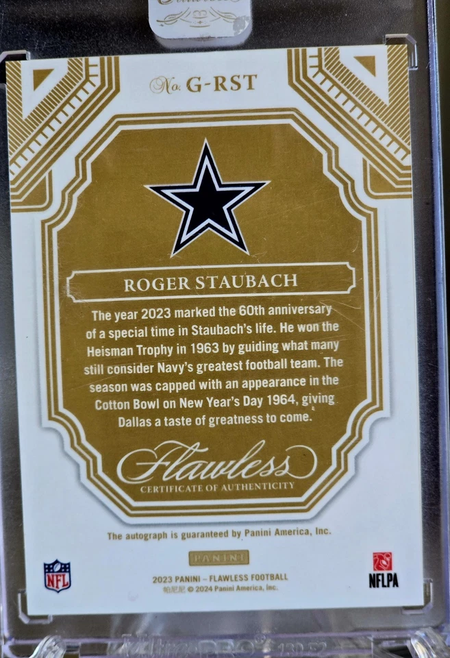 Autógrafo Panini impecable Roger Staubach 2022-23/15 #G-RST SELLADO DE FÁBRICA Foto 2 de 2
