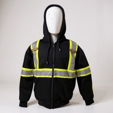 Hi Vis Hoodie Class 2 Safety Work Shirt Sweatshirt Black
