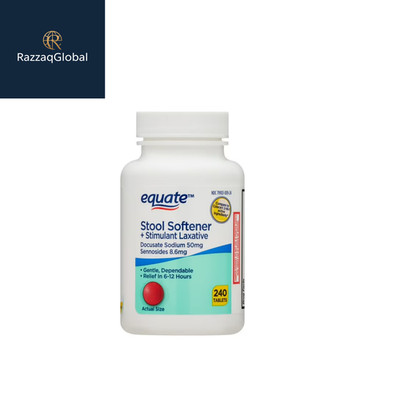 Equate Stool Softener + Stimulant Laxative Tablets, Constipation Relief, 240 Ct