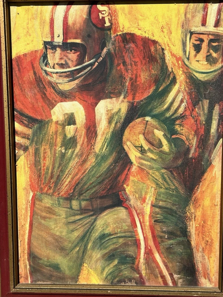 Lienzo pintura al óleo vintage de los 49ers de San Francisco película David de David de Dave Boss de la década de 1960 Foto 3 de 4