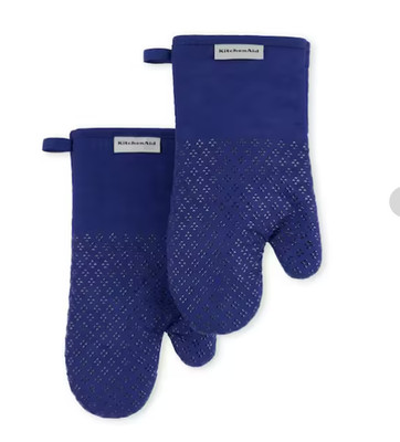 Asteroid Silicone Grip Cobalt Blue Oven Mitt Set (2Pack) Easy Care, Machine Wash