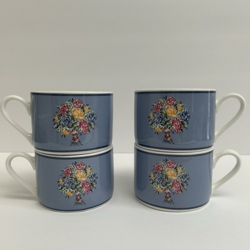 Set 4 tazze American Atelier Provence 5104 fiori gialli, blu e rossi blu tazza - Foto 1 di 8