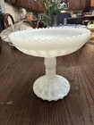 Vintage White Milkglass Milk Glass Pedestal Footed Candy Dish 6”