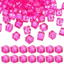 6mm Crystal Cube Beads, 100 Pcs Square Glass Beads Loose Spacer Beads, Red
