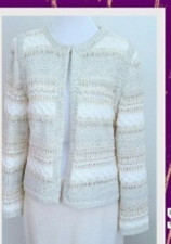 St John Couture Metallic Boucle Knit Jacket Silk Lined Designer Black Label Sz 8
