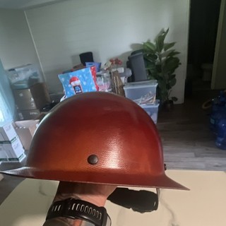 MSA Brown Hard Hat Helmet w/ Ratchet Suspension Liner Brimmed Design