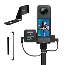 For Insta360 X5 Camera Microphone Mount Rode Wireless Go Adapter w/ Audio Cable