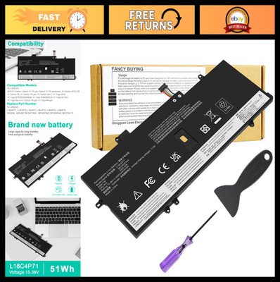 High-Capacity Laptop Battery for Lenovo ThinkPad X1 Yoga/Carbon 4th-8th Gen, SB1