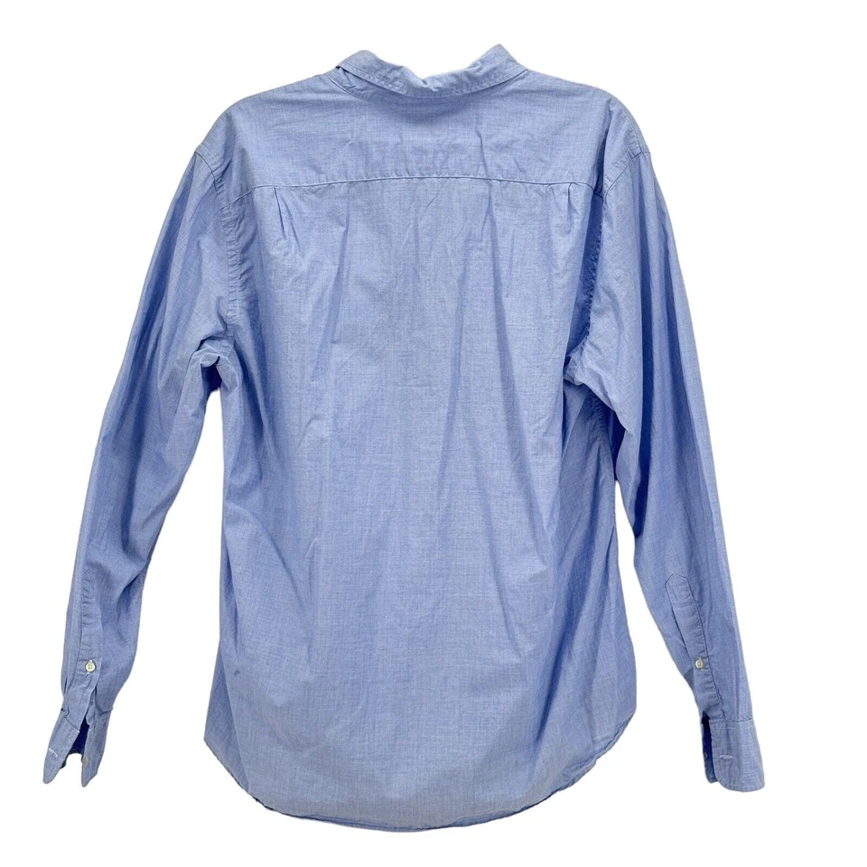 J. Crew Men's 100% Cotton Shirt Button Down L Oxford Dress Blue Long Sleeve FLAW - Image 2 of 4