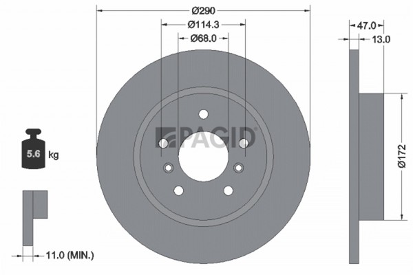2X Bremsscheibe Pagid 55740NC FüR Renault Kadjar Captur 2 Megane 4 B9A K9A Tce-image
