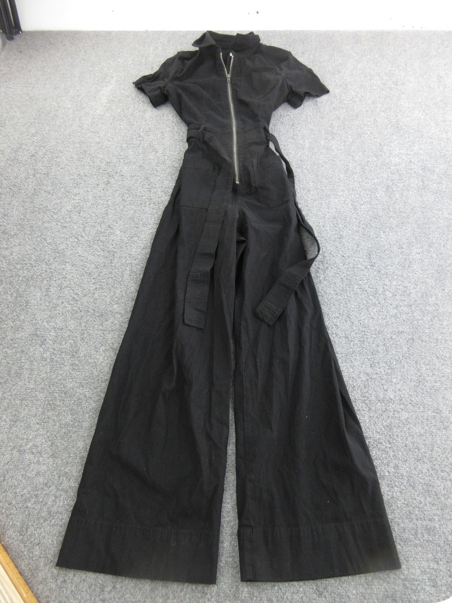 Maeve The Colette Jumpsuit Womens 0 Black Short Sleeve Zip Belted