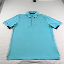 Masters Tech Shirt Mens Medium Blue Golf Polo Stretch Performance Wicking