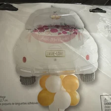 JUST MARRIED CAR SHAPED BALLOON ANAGRAM 28 IN X 37 IN