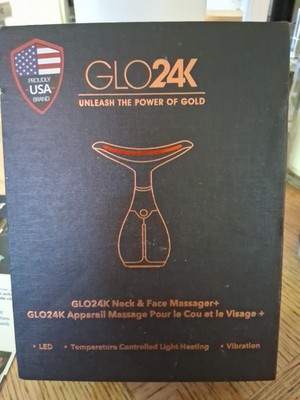GLO24K Face & Neck Massager Beauty Device - Anti-aging LED Light Therapy