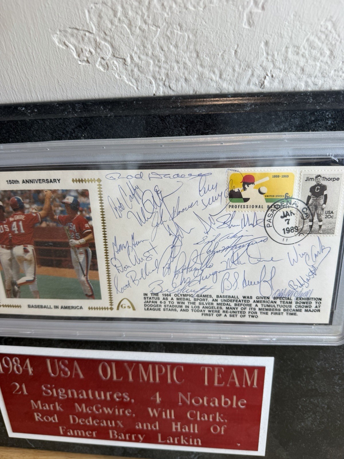 1984 USA Olympic Baseball Team Auto 21 Sigs Mark McGwire, Larkin-R48-173 view 2
