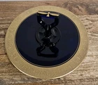 Vintage Cobalt Blue Ornate Gold Detail Depression Era Single Handle Tidbit Tray