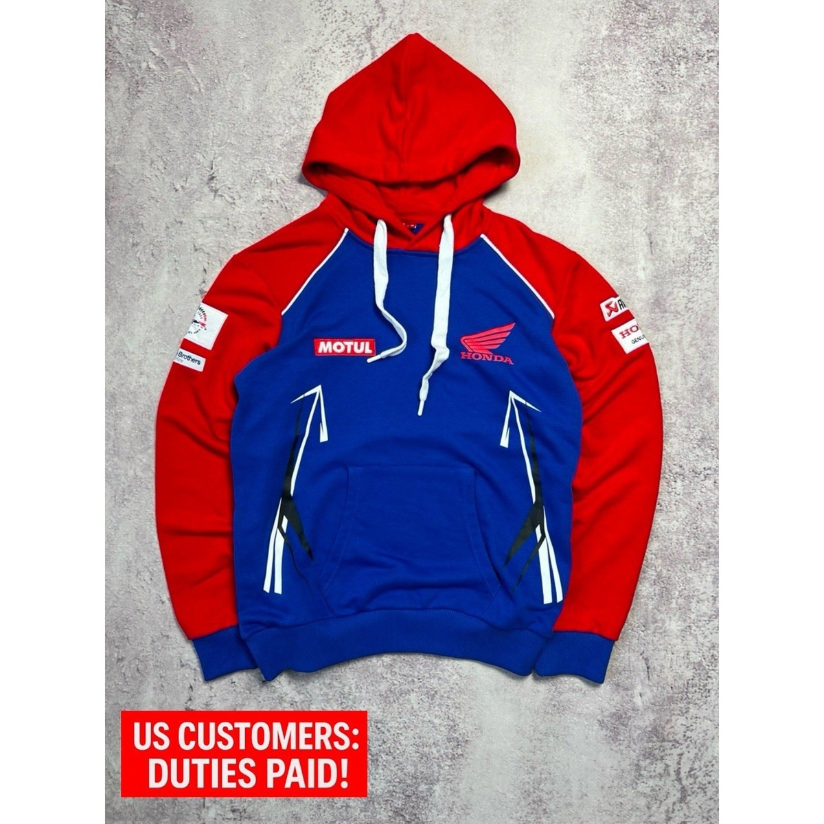 Vintage Honda Racing Team Hoodie Motul Akrapovic Genuine Licensed Official XS
