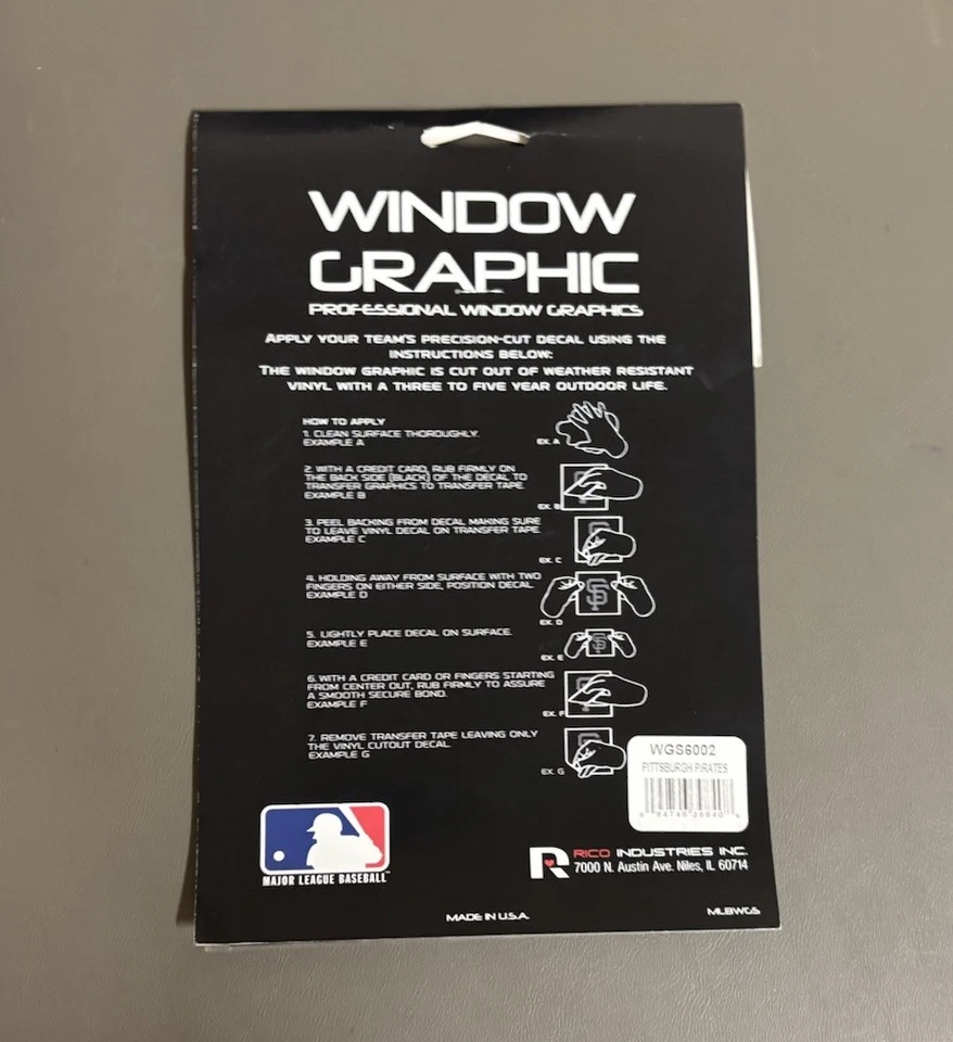 Pittsburgh Pirates Baseball MLB 6x6 Window Graphic Reflective NEW!!! - Image 2 of 2