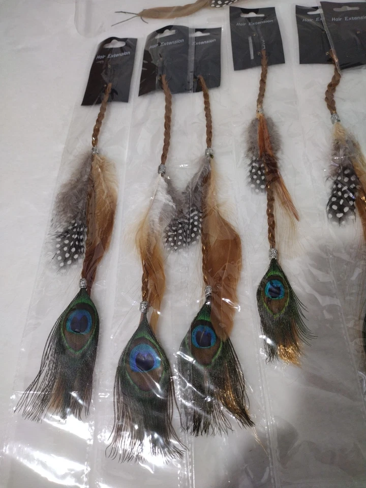 Lote de 22 Extensiones de Cabello Pluma Empaquetadas Individuales Lote de Revendedor Foto 2 de 4