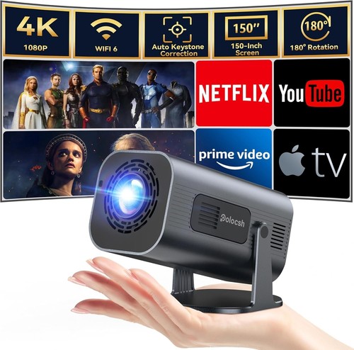 Mini Beamer 4k 1080P Full HD Mini Projektor Android 11 Wifi 6 Keystone Polocsh - Bild 8 von 9