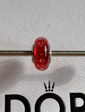 Genuine Pandora Red Fizzle Murano Glass Charm 791631CZ Very Old Long Retired