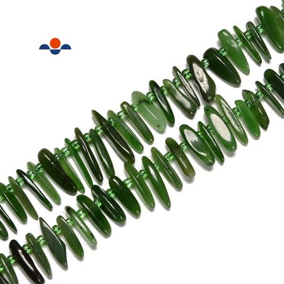 Natural Canadian Jade Slice Pebble Nugget Points Beads Approx 10-20mm 15.5'' Str