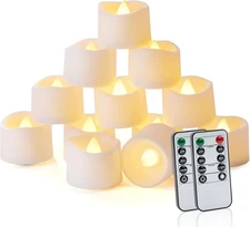Homemory 24pcs Remote Timer LED Tea Pack of 24, Warm White Glow, Base 
