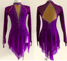 Ice skating dress Competition Figure Skating Twirling Costume purple