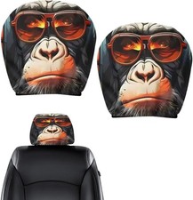 2er Set Lustige Kopfstützenbezüge, Schimpansen Auto Kopfstützenbezug Set, Aut...
