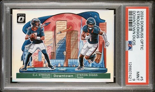 2024 Donruss Optic Dual Downtown #5 C.J Stroud / Stefon Diggs Texans PSA 9