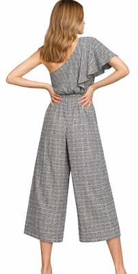 Anthropologie Maeve High Waist Cropped Wide Leg Jumpsuit XS Flutter One Shoulder