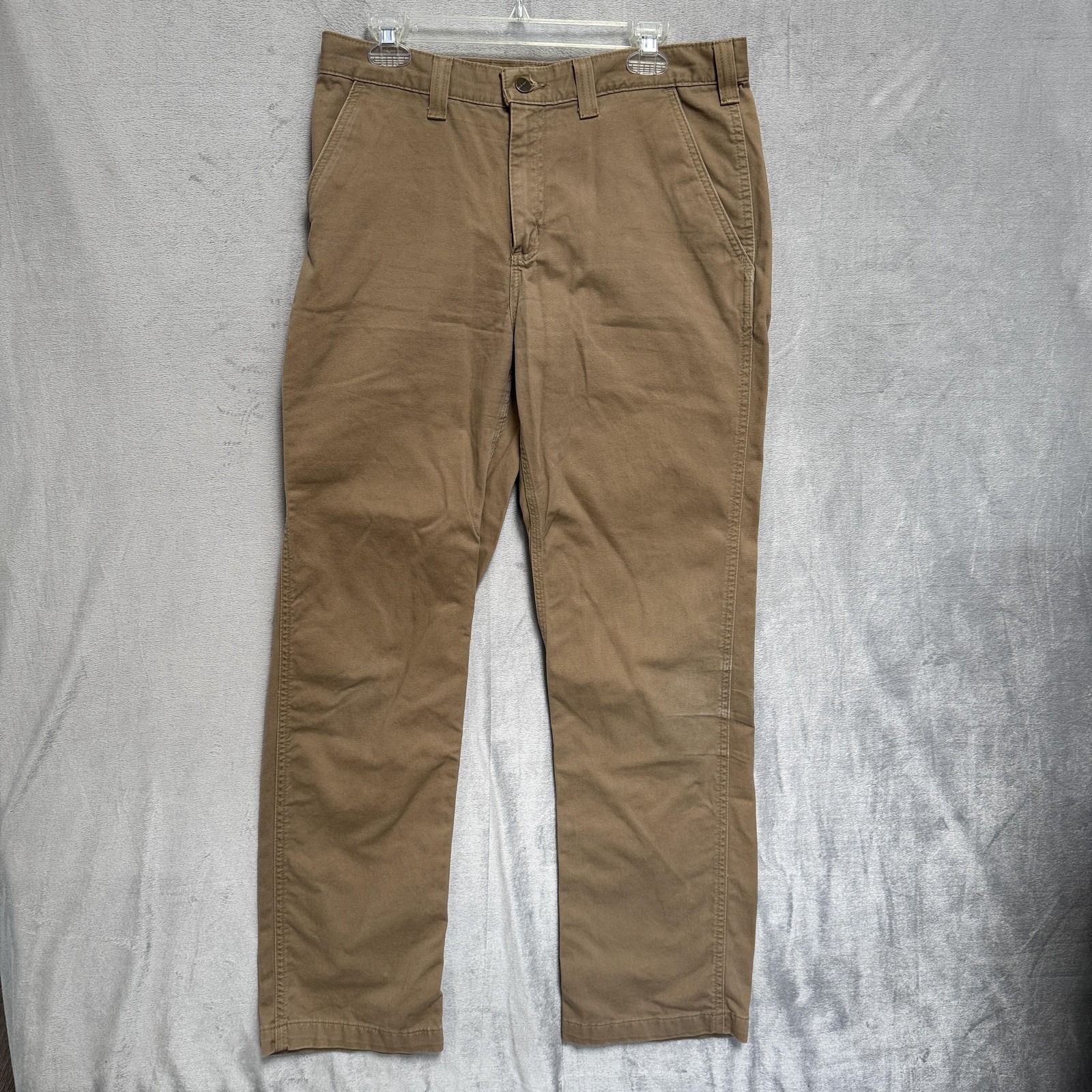 Carhartt Pants Mens 33x32 Brown Relaxed Fit Canvas Work Utility Khakis Pockets